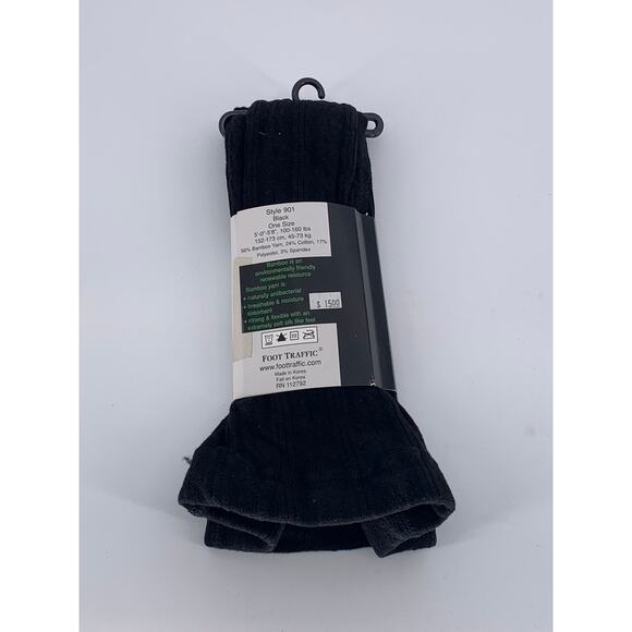 FOOT TRAFFIC Women's Black Bamboo Eco Friendly Pull-On Tights SZ OS - Picture 2 of 8